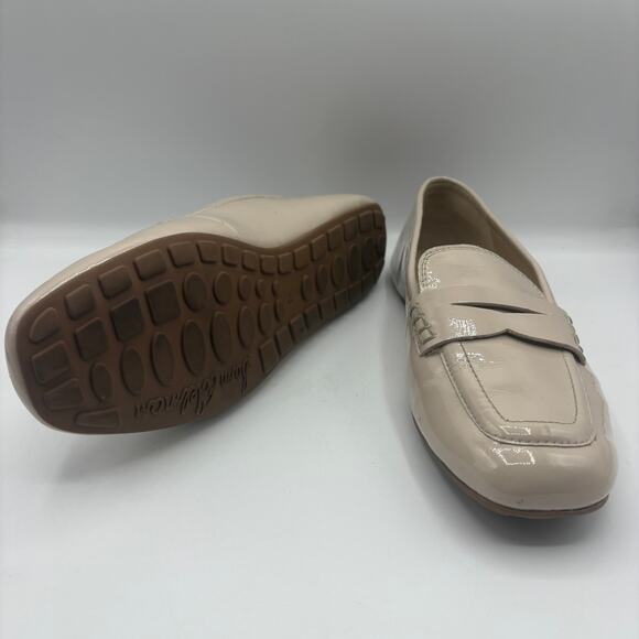 SAM EDELMAN Tucker Penny Loafers Patent Leather Clay Tan Cream Sz 8.5 - Picture 6 of 8